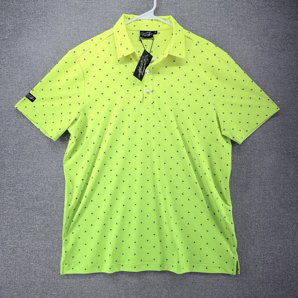 Sunday Swagger Golf Polo Shirt Men Medium Fluorescent Green NEW $64